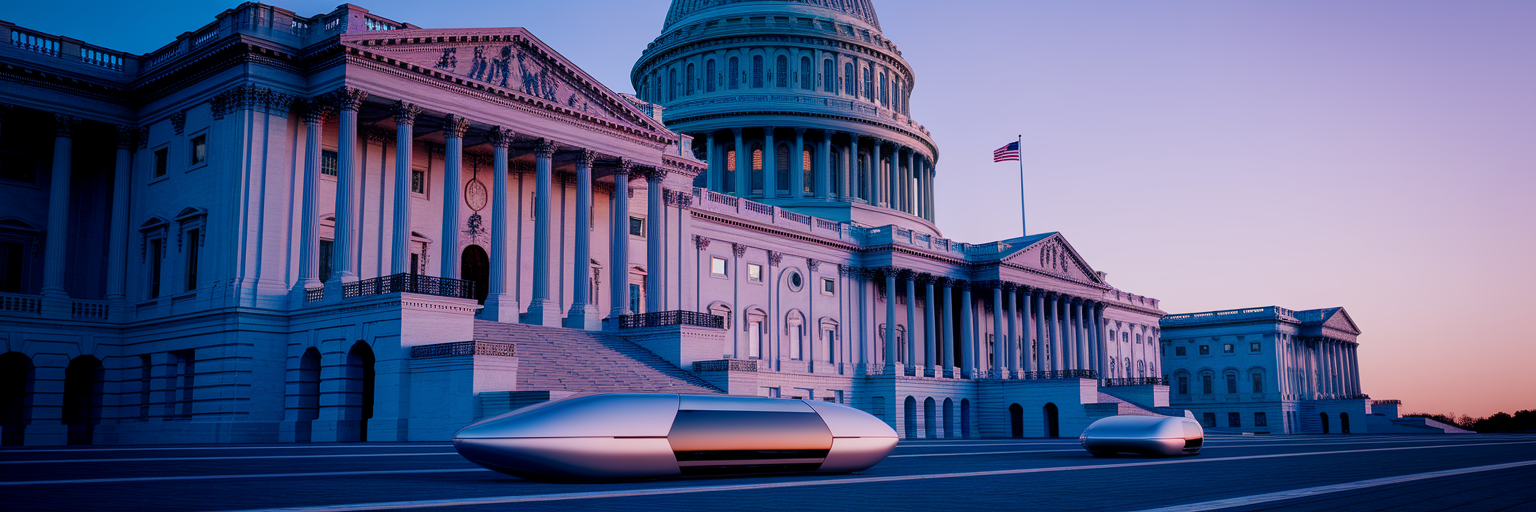 US Capitol building with integrated futuristic technology.