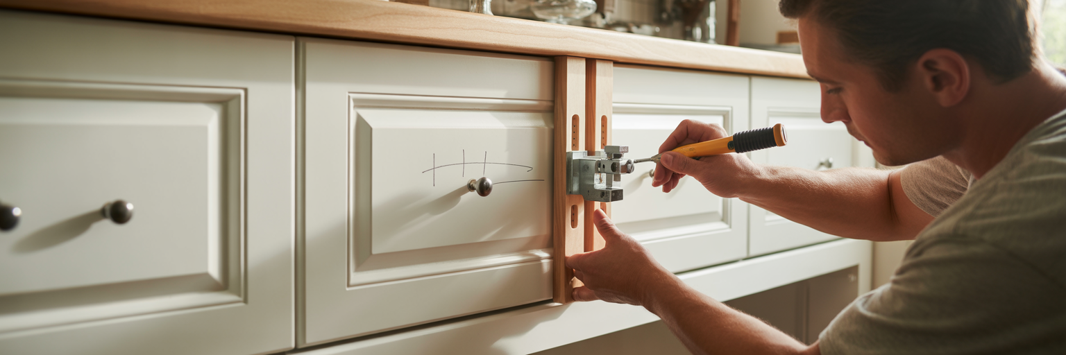 Using a jig for cabinet handle placement