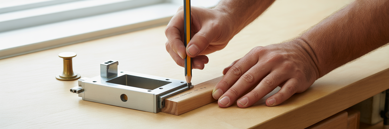Using a template to install cabinet cup pulls