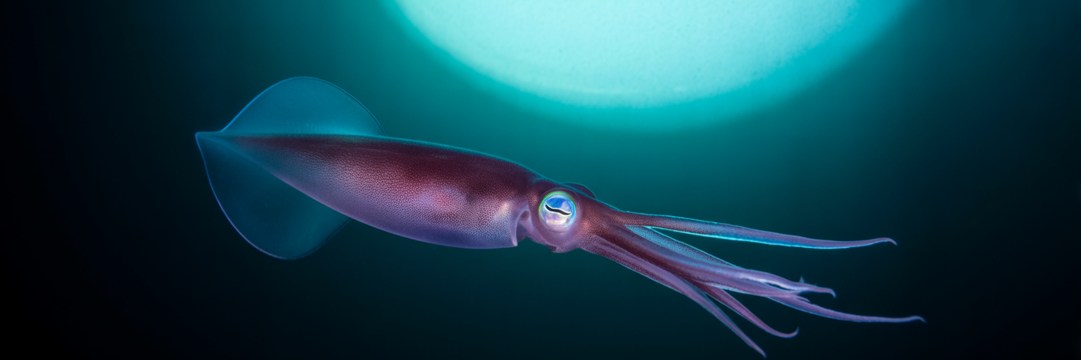 Vampire squid in deep ocean habitat.