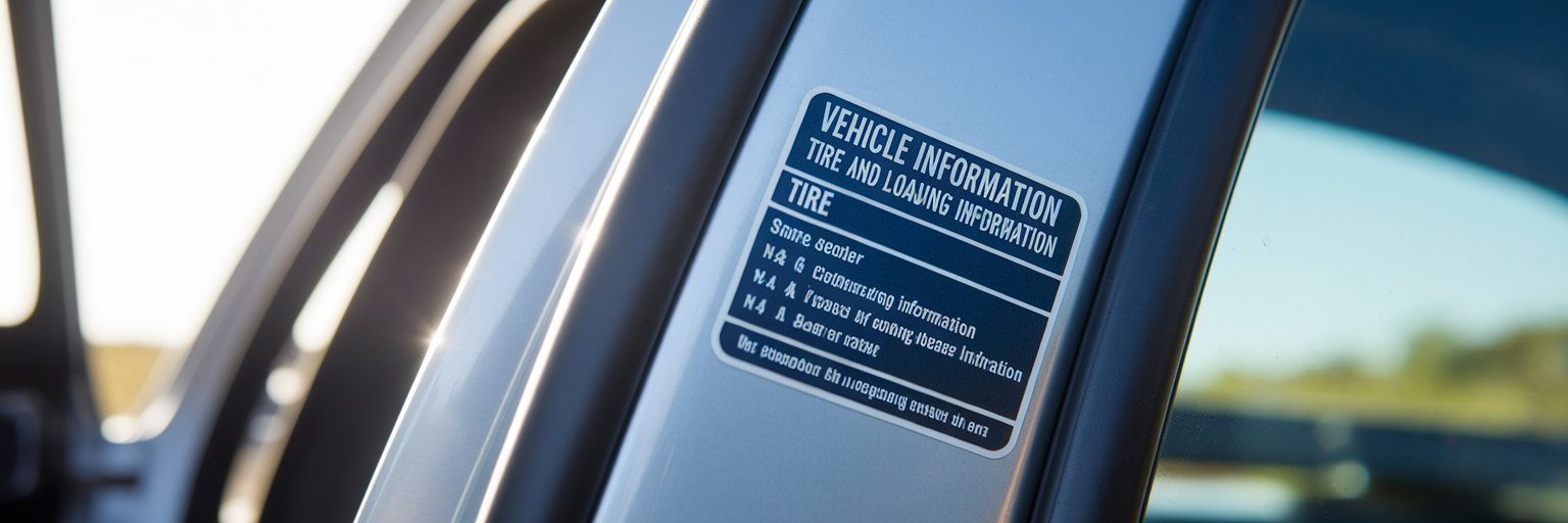 Vehicle information sticker on car door jamb