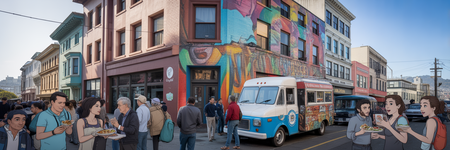 Vibrant street art in Mission District.