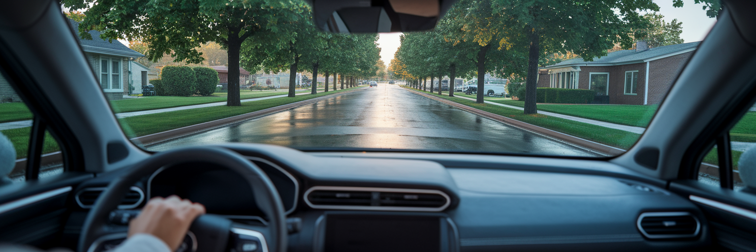 View from inside a comfortable SUV