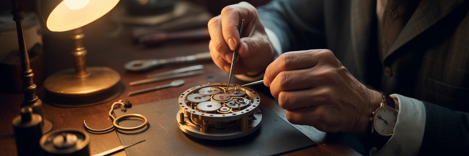 Watchmaker adjusting gears symbolizing precise timing.