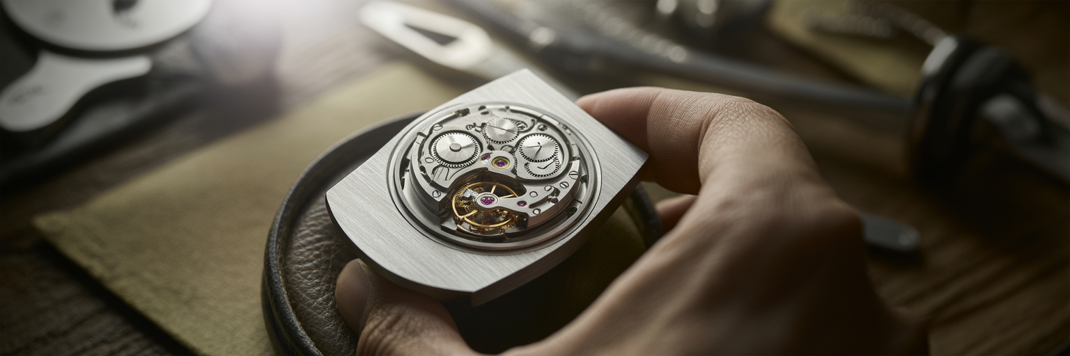 Watchmaker fitting intricate gears into modern casing