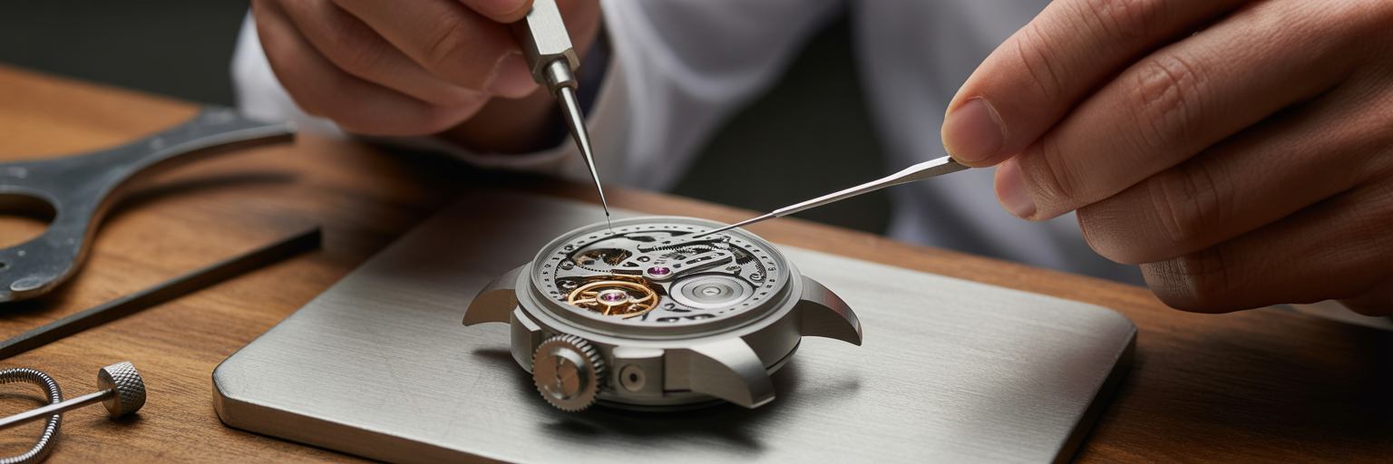 Watchmaker integrating new gear into timepiece.