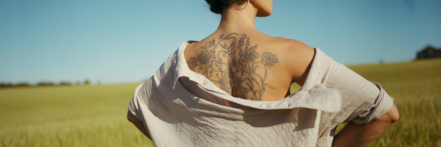 Wearing loose cotton shirt for tattoo healing