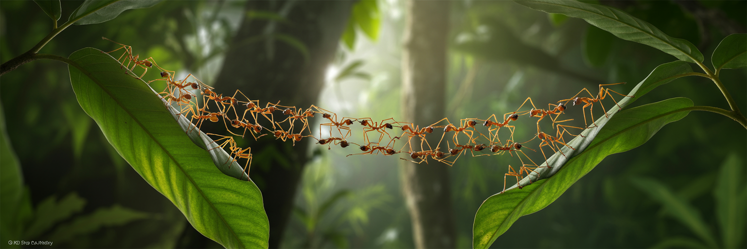 Weaver ants forming a living chain.