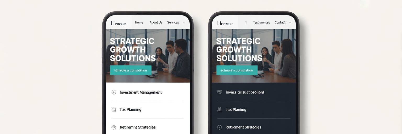 Website shown in light and dark mode.