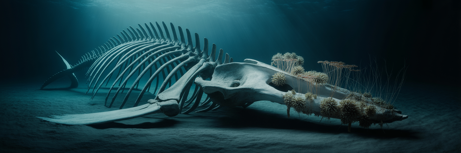 Whale fall ecosystem on the deep-sea floor