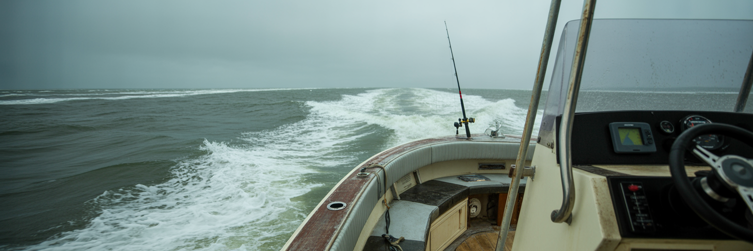 Whitecaps on bay signaling bad weather