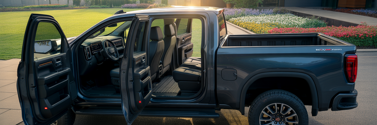 Wide rear door opening on GMC Sierra