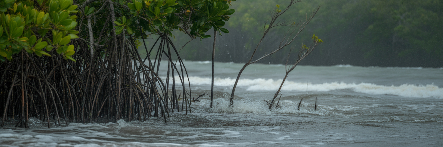 Wind-driven tide against a Florida shoreline