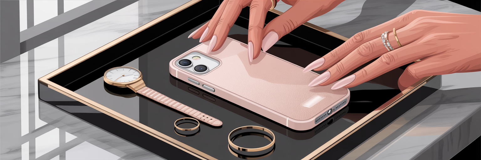 Woman choosing a luxury iPhone case
