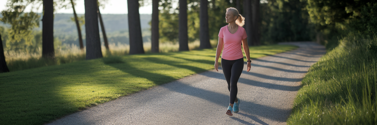 Woman on a winding park path