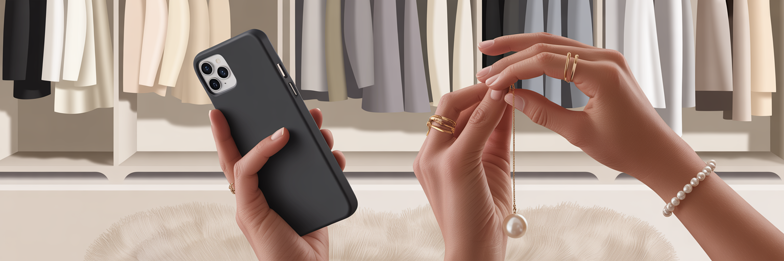 Woman styling with a chic iPhone case