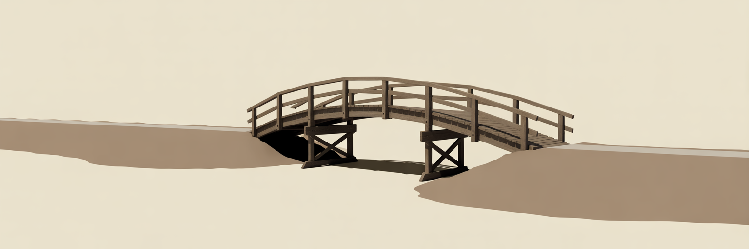 Wooden bridge symbolizing connection to care.
