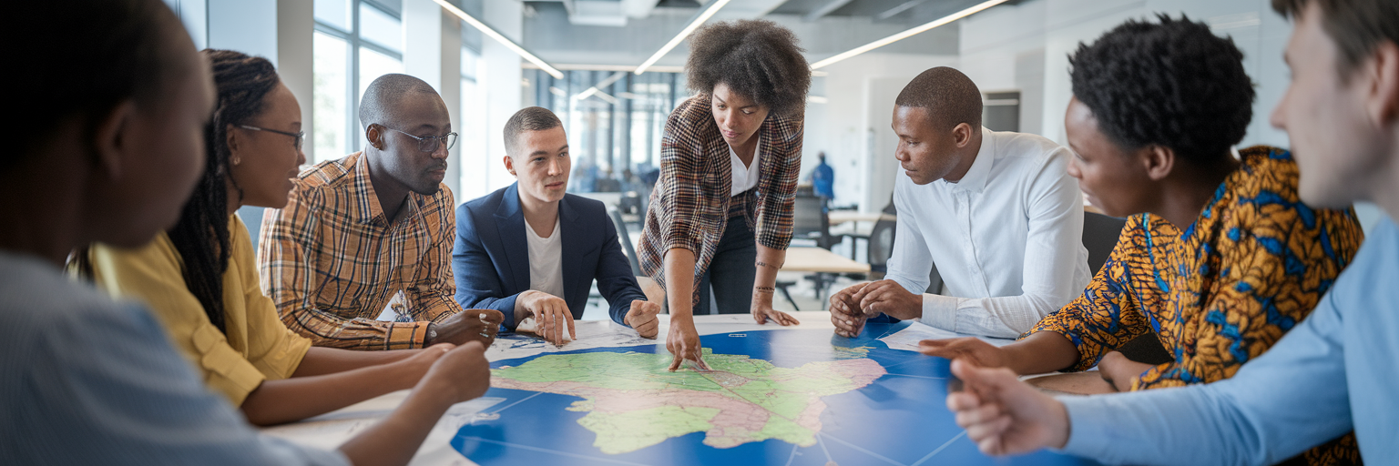 Young professionals planning project in Tanzania.