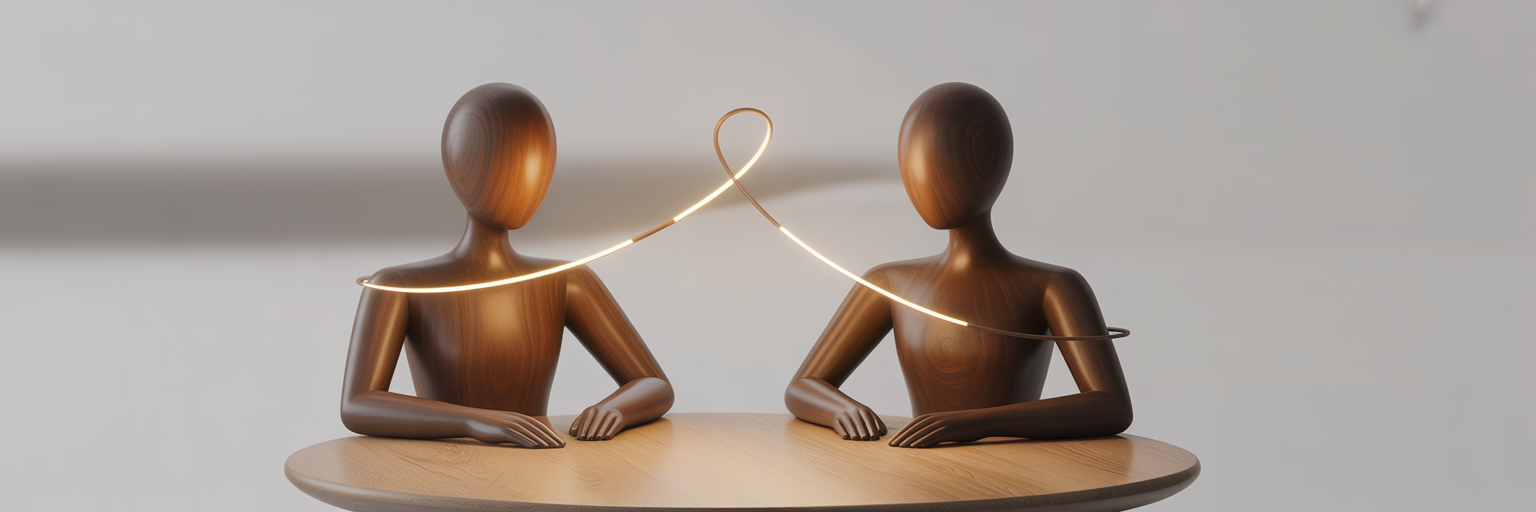 Zwei Figuren symbolisieren soziale Verbundenheit